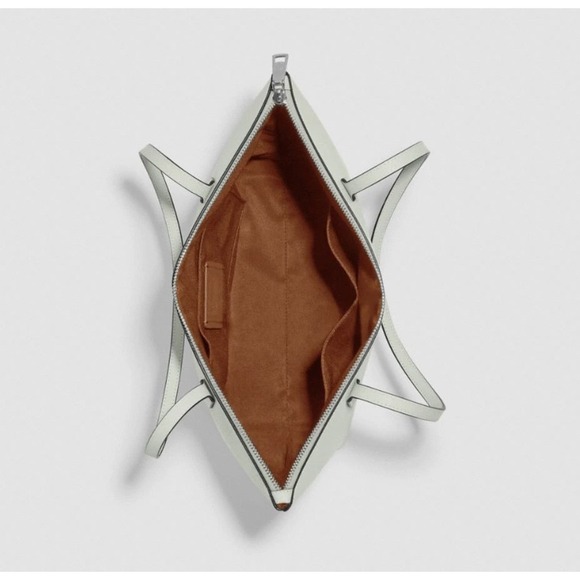 Coach Signature Crossgrain Leather Zip Top Tote Bag Light Sage 4454 - Picture 4 of 4